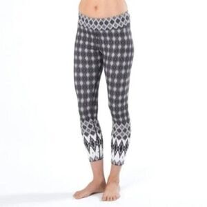 Prana Womens S Roxanne Printed Ikat Leggings Gray Nordic Geometric